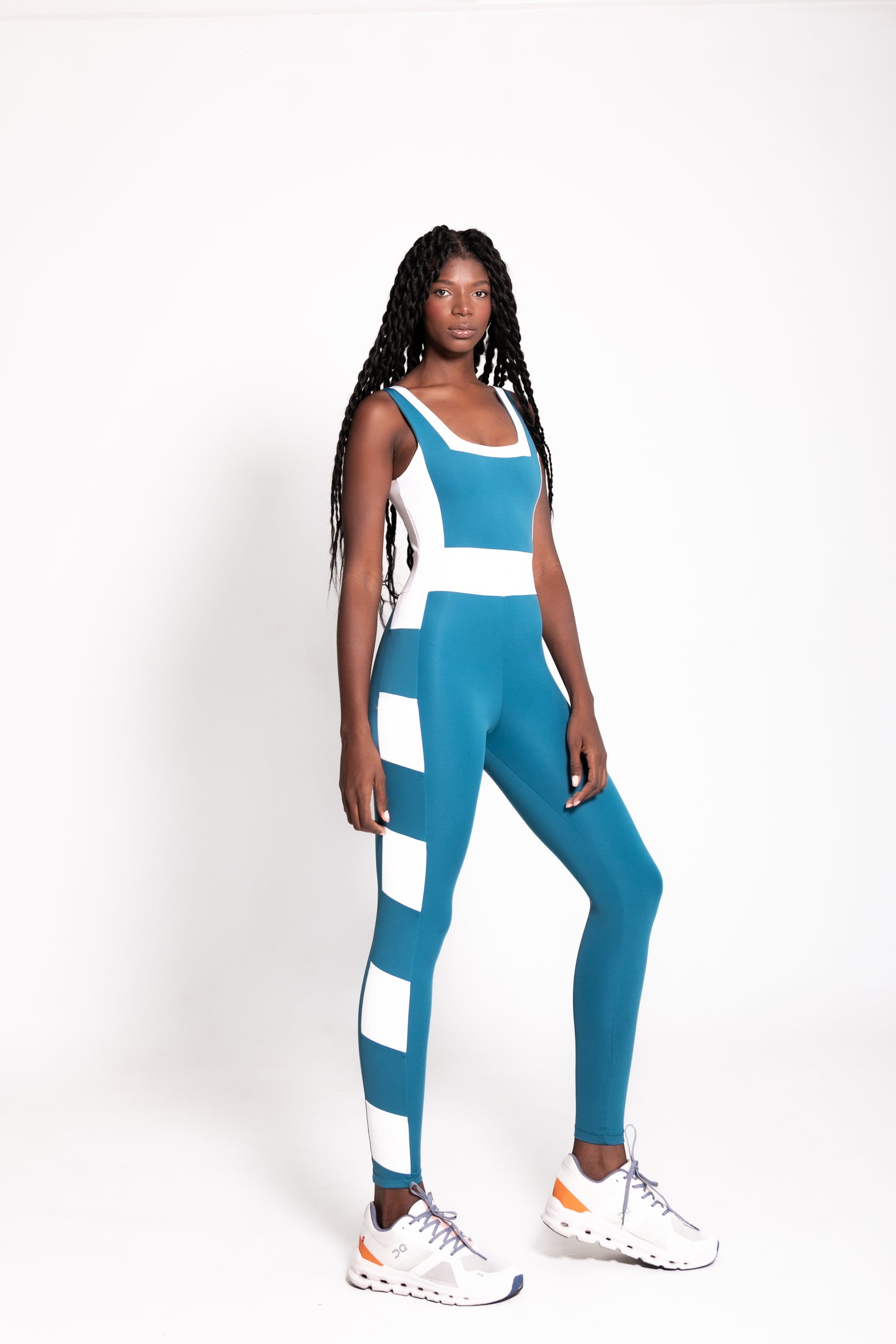 JUMPSUIT / AQUAMARINE AND WHITE