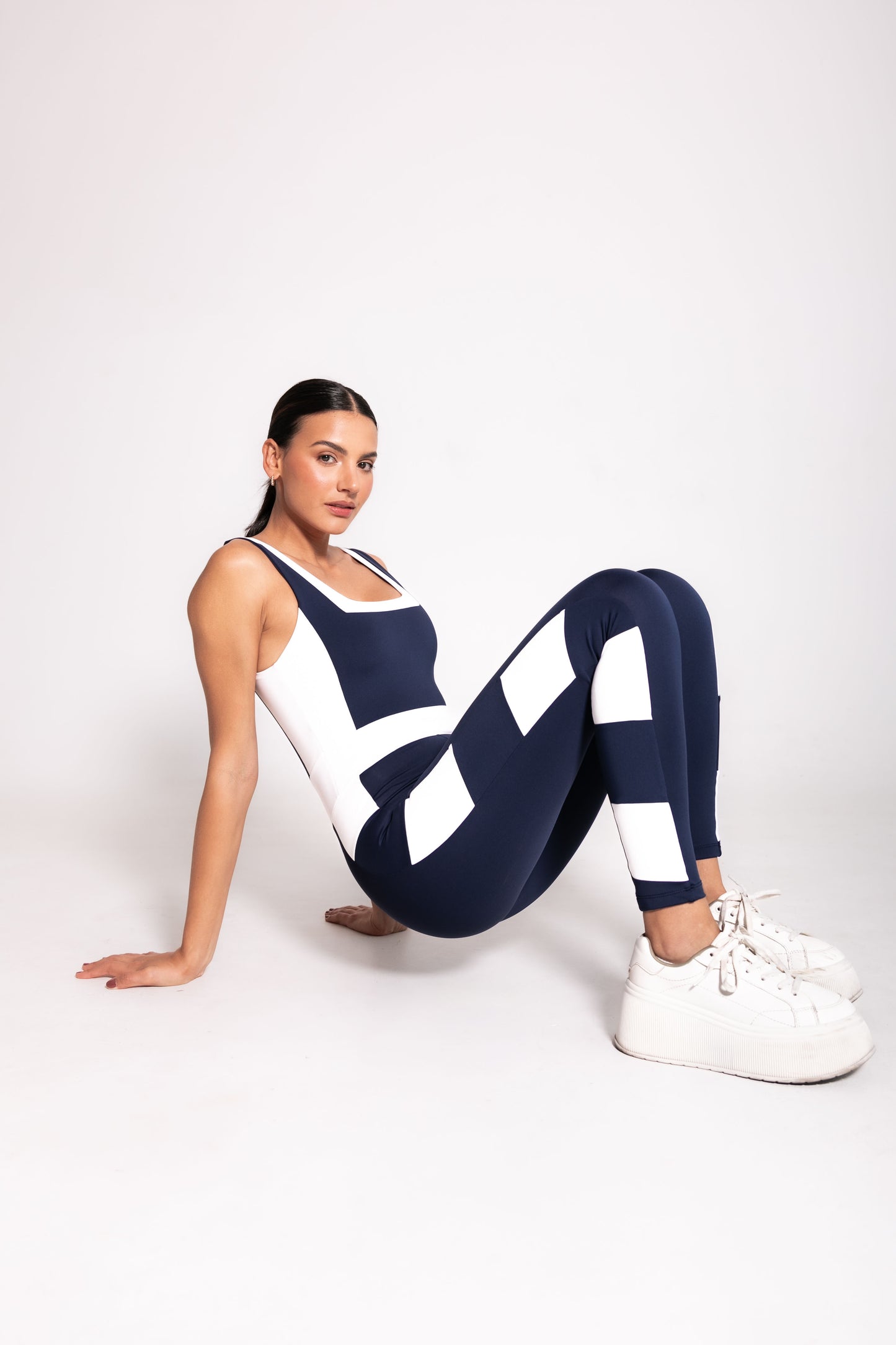 JUMPSUIT / NAVY AND WHITE