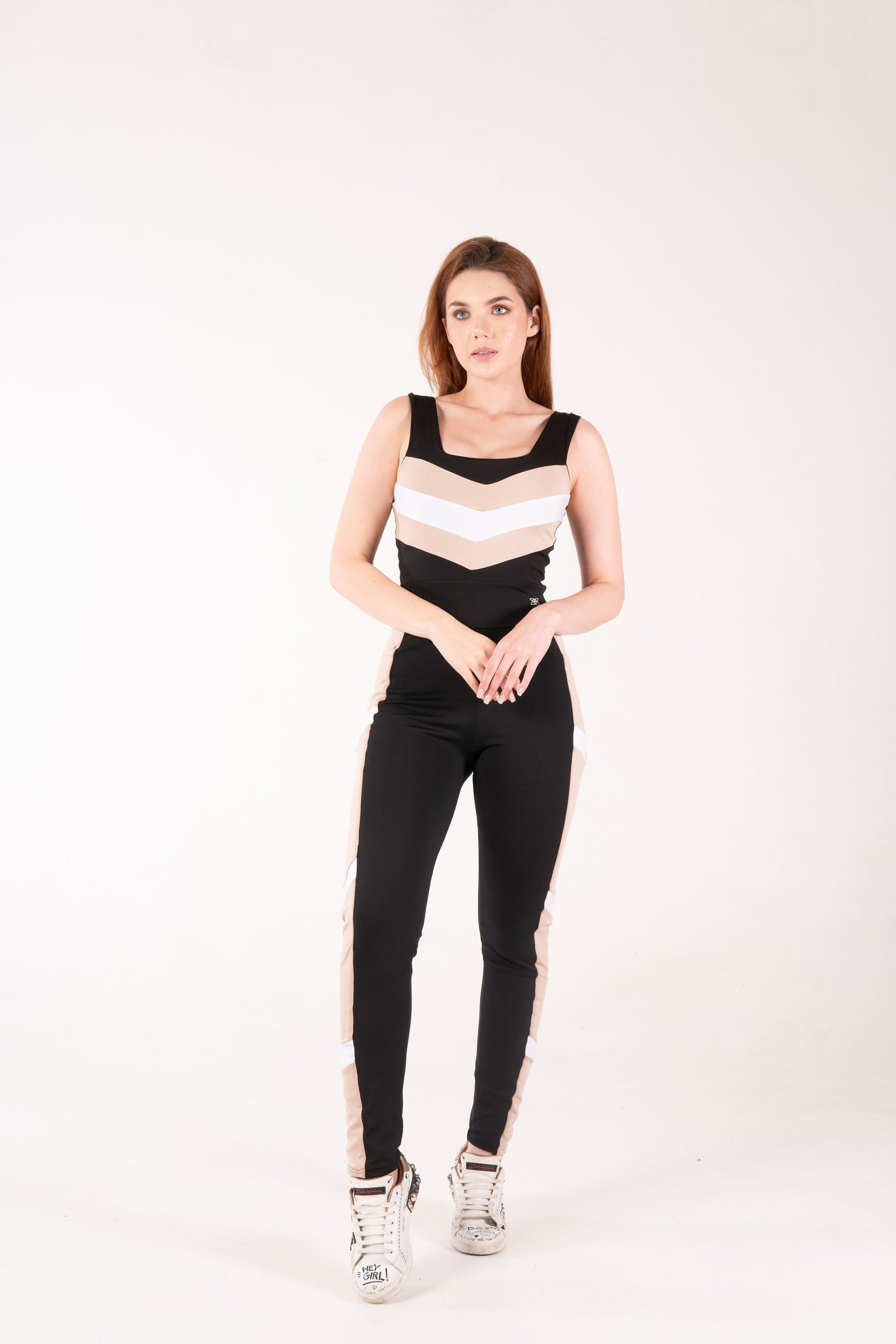ESSENTIAL JUMPSUIT / BLACK, WHITE AND SAND