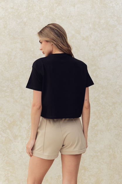 T-SHIRT OVERSIZE CROP BLACK